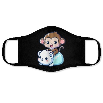 Discover Polar Bear Cute Monkey Companion Face Masks