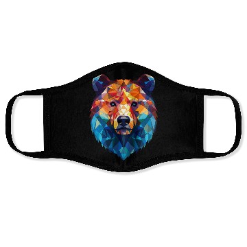 Discover Wild Psychedelic Bear Geometric Vibrant Face Masks