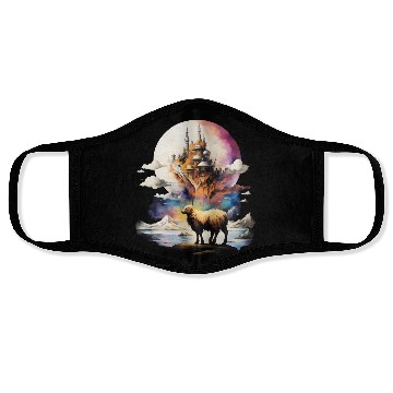 Discover Retro Celestial Moon Sheep Adventure Face Masks