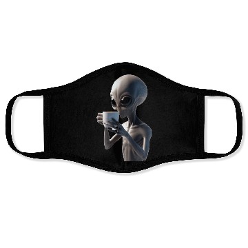 Discover Alien Drinking Coffee Face Masks