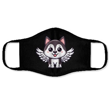 Discover Angel Husky, Winged Comic, Heavenly Dog Face Masks