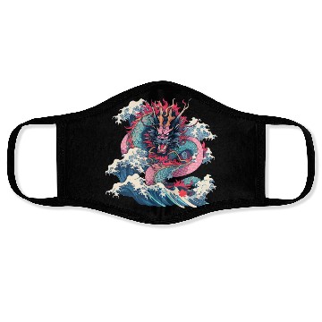 Discover Tokyo Asia 80s Japanese Retro Dragon Dragon Face Masks