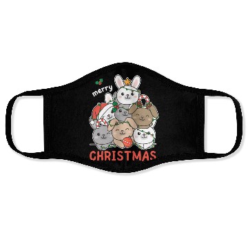 Discover Bunny Christmas Tree Merry Christmas Face Masks