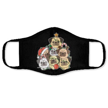 Discover Pug Christmas Tree Funny Animal Christmas Face Masks