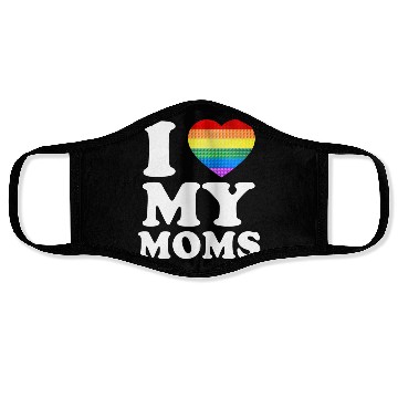 Discover I Love My Moms Rainbow Heart Gay Pride Lgbt Flag Face Masks