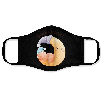 Discover Sleeping Bear On Moon Face Masks
