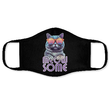 Discover Meowsome Cool Cat Pun Face Masks