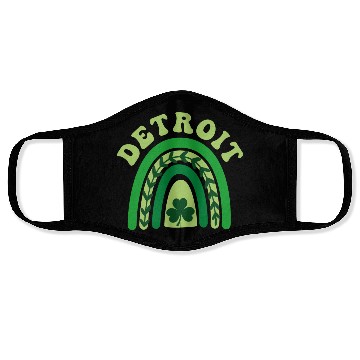 Discover Detroit Michigan Irish Shamrock Kawaii Rainbo St Face Masks