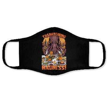 Discover Autumn Feast with Cthulhu - Thanksgiving Madness Face Masks