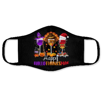 Discover Happy Hallothanksmas Wine Glasses Drinking Lover Face Masks