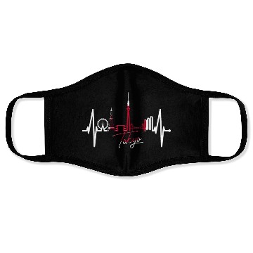 Discover Tokyo Skyline Heartbeat Japanese Heart Love Tokyo Face Masks