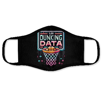 Discover Slam Dunking Data - Retro 8-bit Basketball Hoop Face Masks