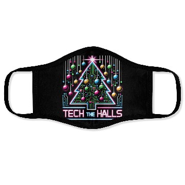 Discover Tech the Halls - Christmas Tree in 8-bit Neon Face Masks