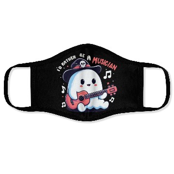 Discover cute ghost playing guitar, Id rather be musician Face Masks