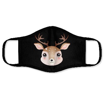 Discover cute deer head in sweet comic style Face Masks