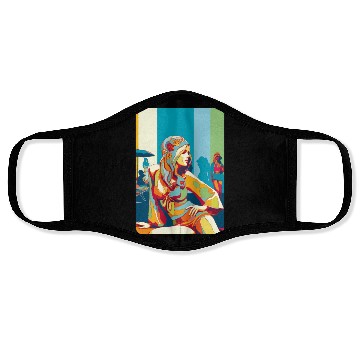 Discover Hippie girl pose on holidays Face Masks