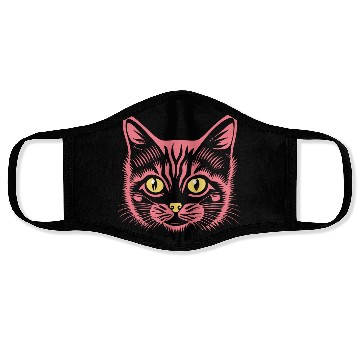 Discover neon red cute cat Face Masks
