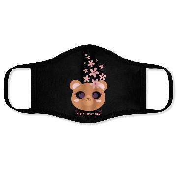 Discover Teddy bear face with flower Face Masks