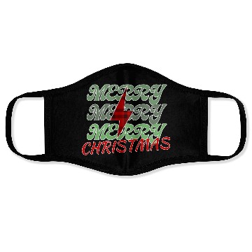 Discover Merry christmas with lightning bolt Face Masks
