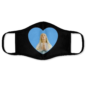 Discover Virgin Mother Mary Praying Blue Heart Face Masks