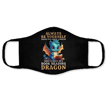 Discover "Always Be Yourself" - Book Reading Blue Dragon Face Masks