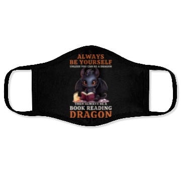 Discover "Always Be Yourself" - Book Reading Black Dragon Face Masks