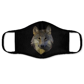 Discover Polygon wolf triangular mosaic shapes polyart Face Masks