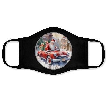 Discover Santa Claus rides in a convertible car Face Masks