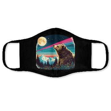 Discover Bear under the moonlight natural idyll Face Masks