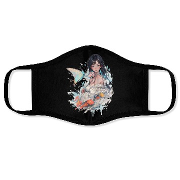 Discover beautiful lady and butterfly Face Masks