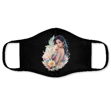 Discover lady flower butterfly Face Masks
