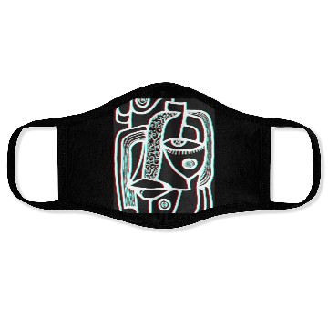 Discover Abstract lines portrait Face Masks