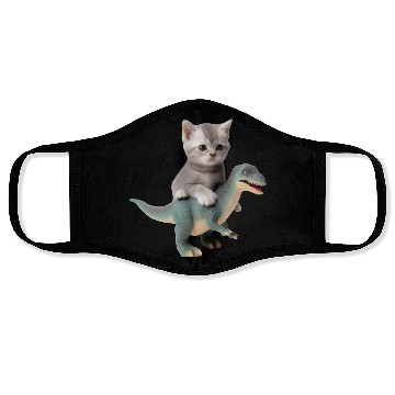 Discover Cute kitten rides on T-rex Face Masks