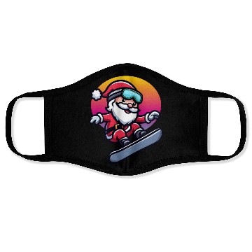 Discover Santa Claus on snowboard Face Masks