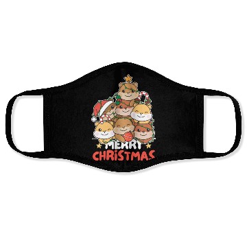 Discover Hamster Christmas Tree Merry Christmas Face Masks