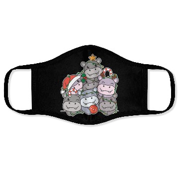 Discover Hippo Christmas Tree Funny Animal Christmas Face Masks