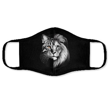 Discover cat half lion design art Face Masks