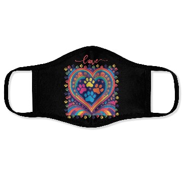 Discover Rainbow Heart Love paw prints Face Masks
