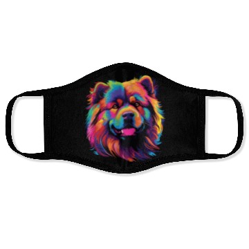 Discover Watercolor Colorful Chow Chow Face Masks