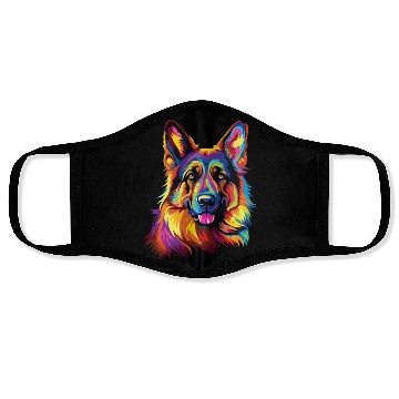 Discover Watercolor Colorful German Shepherd Face Masks