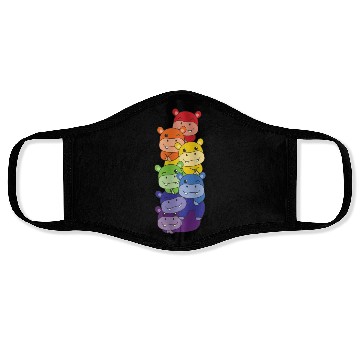 Discover Rainbow Flag Pride Lgbtq Cute Hippo Stack Face Masks