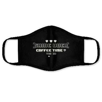 Discover Game Over Coffee Time Funny Gaming Quote Face Masks