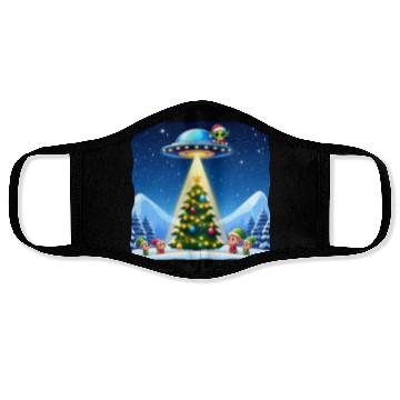 Discover Christmas Alien UFO Elf Abduction Face Masks