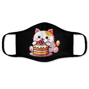 Discover Cherry Cake Delight: Sweet Comic Cat Indulges Face Masks