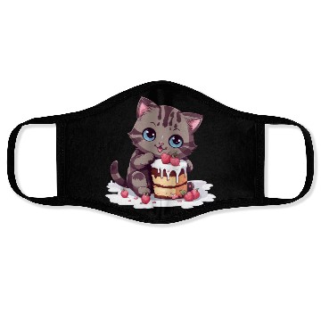 Discover Cherry Cake Delight: Sweet Comic Cat Indulges Face Masks