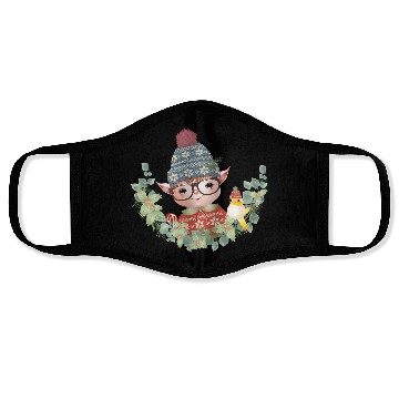 Discover magical sweet Christmas elf with bird Face Masks