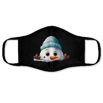 Discover Snowman Christmas watercolor Santa hat Face Masks
