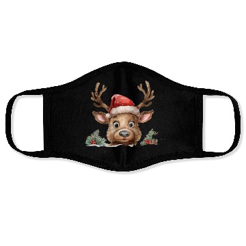 Discover Christmas watercolor Reindeer Face Masks