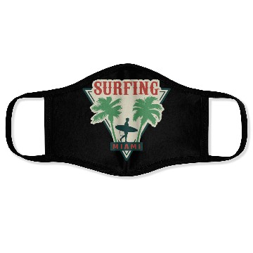Discover Surfing Miami Face Masks