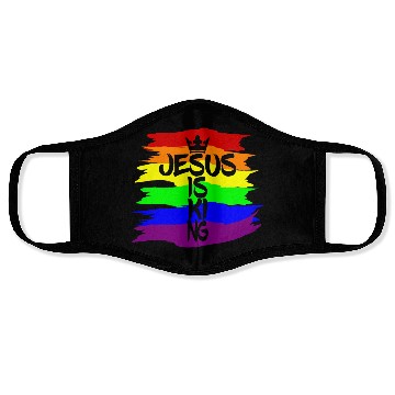 Discover Queer Jesus is King Cross Crown Rainbow Colors Face Masks